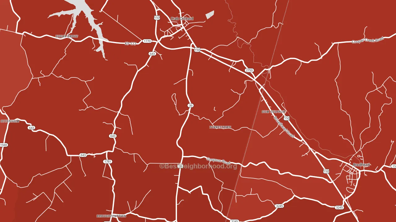 Crab Orchard, KY block-group political-lean map
