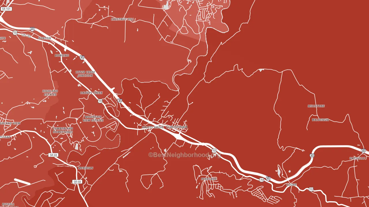 Crab Orchard, TN block-group political-lean map