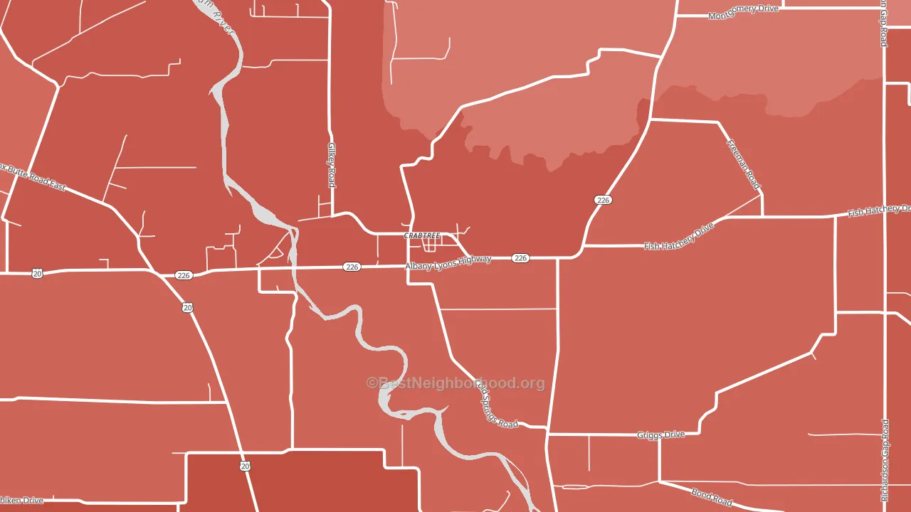 Crabtree, OR block-group political-lean map