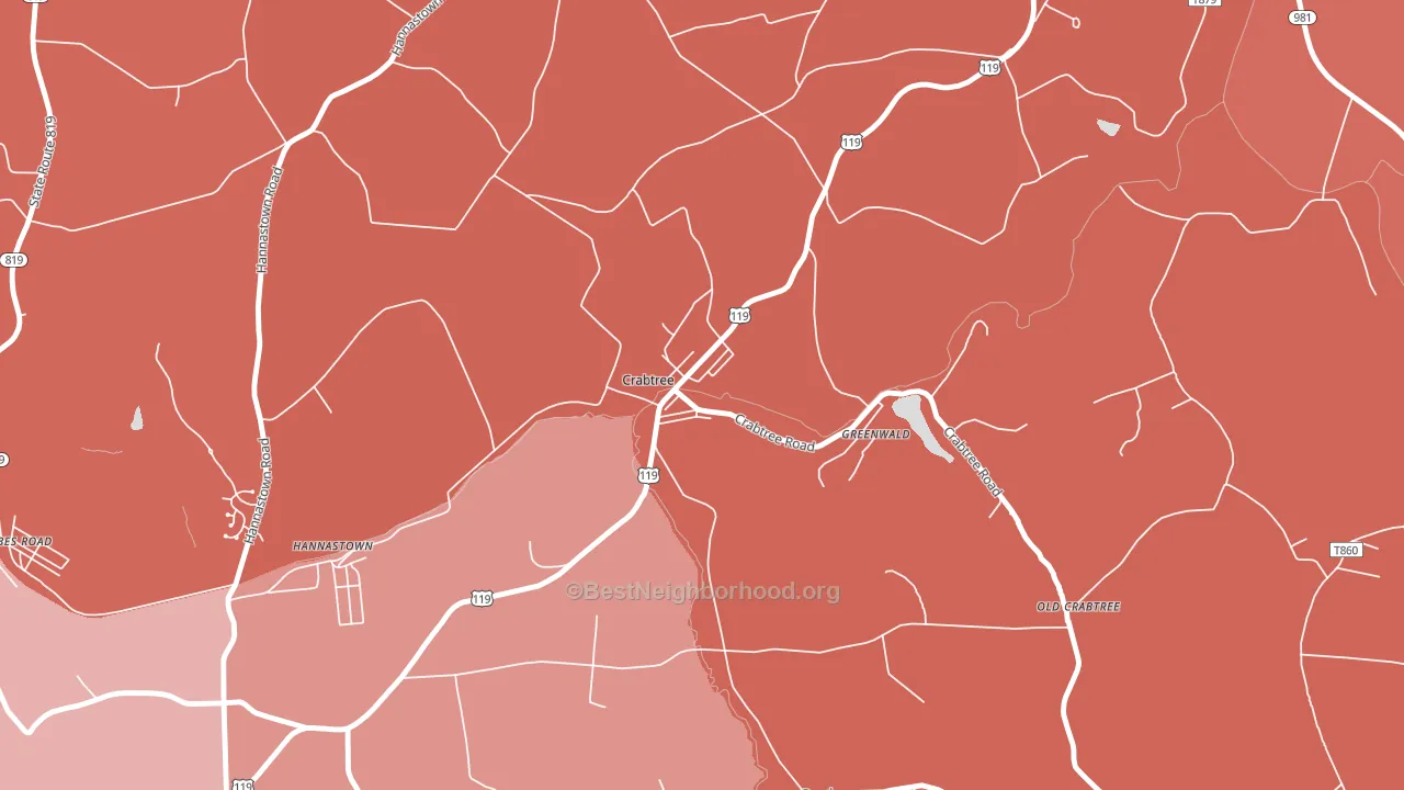 Crabtree, PA block-group political-lean map