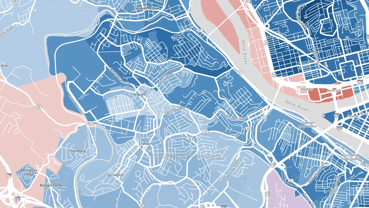Crafton Heights, Pittsburgh, PA block-group political-lean map
