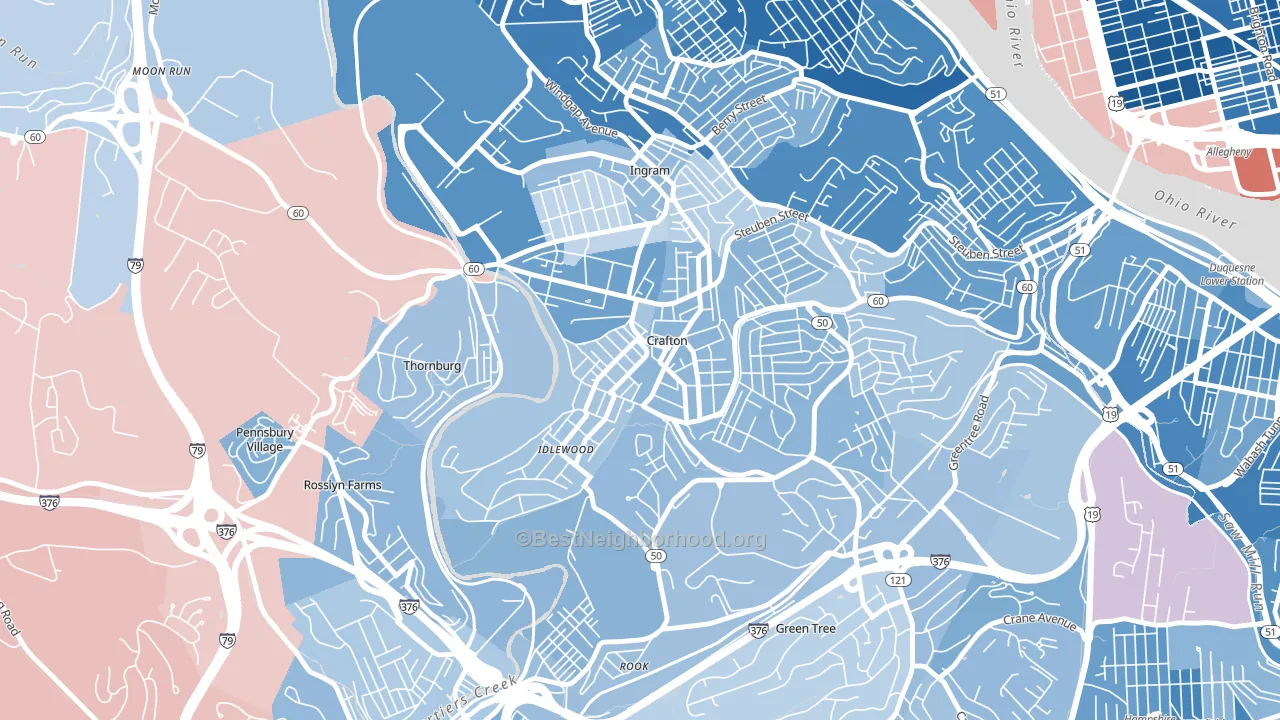 Crafton, PA block-group political-lean map