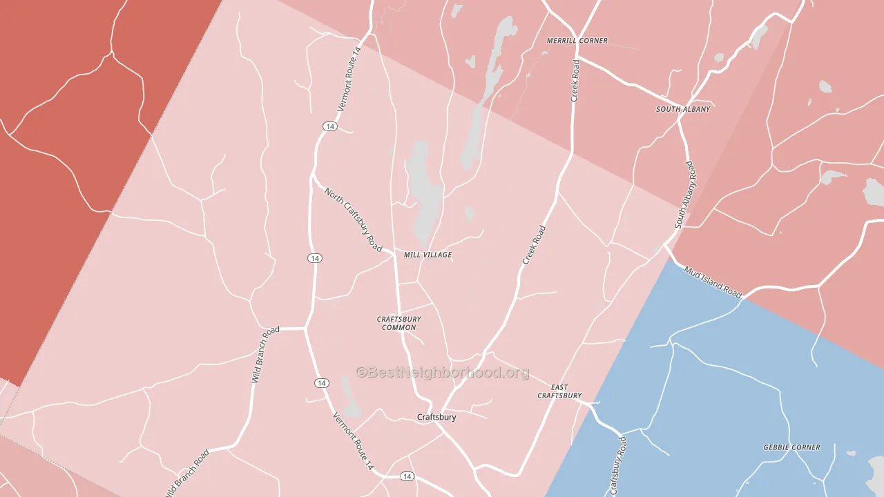 Craftsbury Common, VT block-group political-lean map