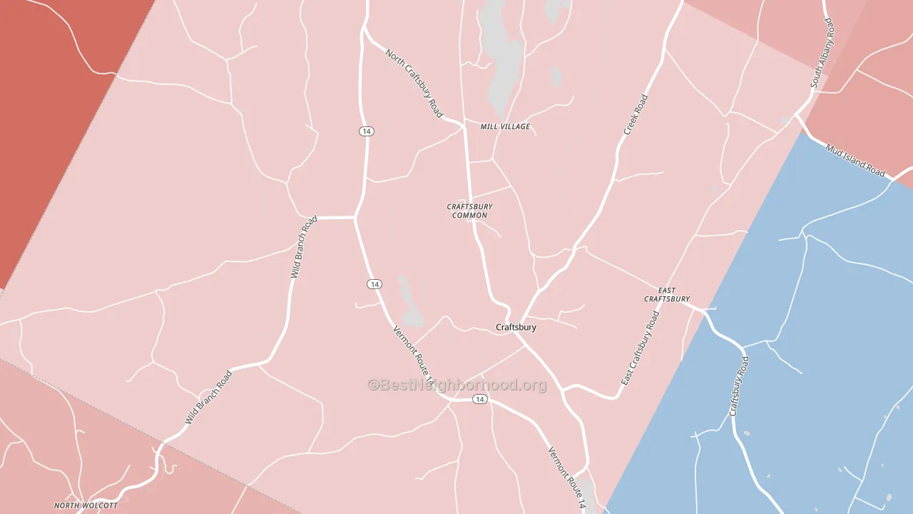 Craftsbury, VT block-group political-lean map