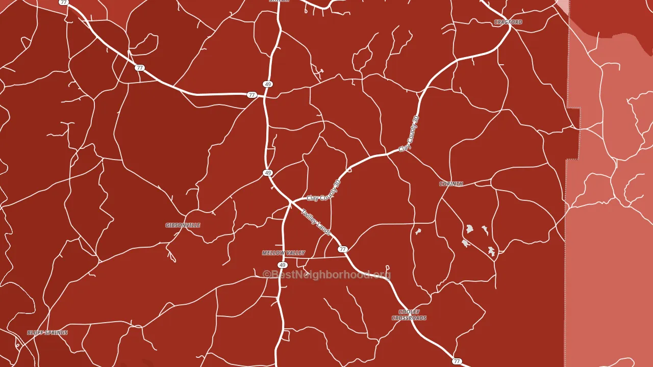 Cragford, AL block-group political-lean map