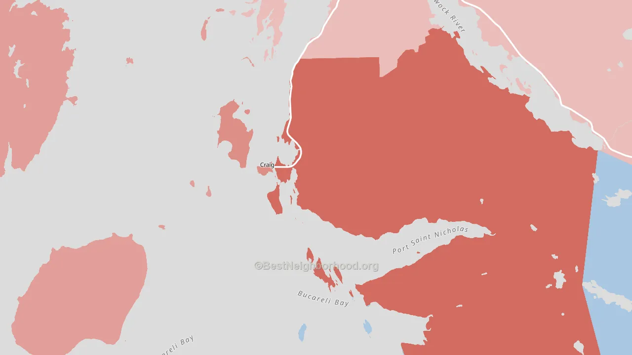 Craig, AK block-group political-lean map