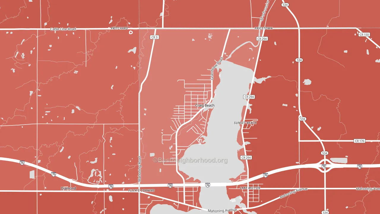 Craig Beach, OH block-group political-lean map