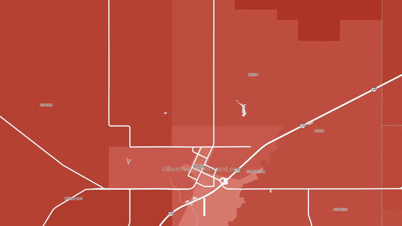 Craig County, OK block-group political-lean map