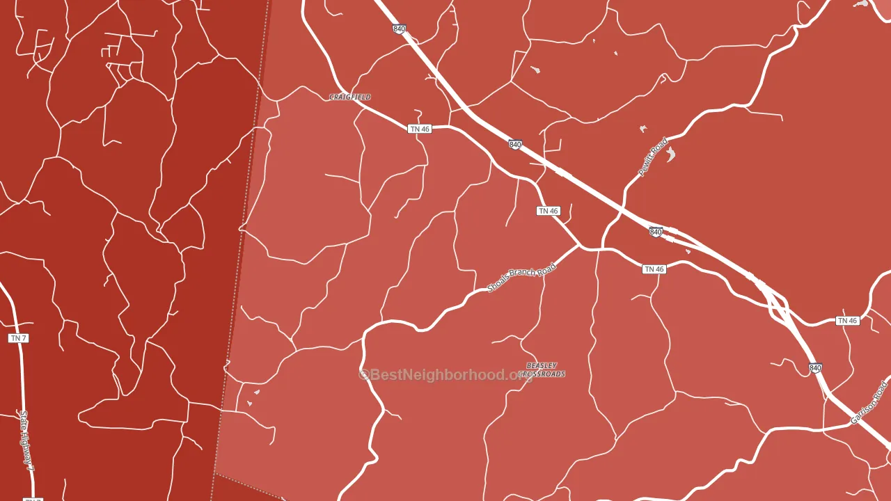 Craigfield, TN block-group political-lean map