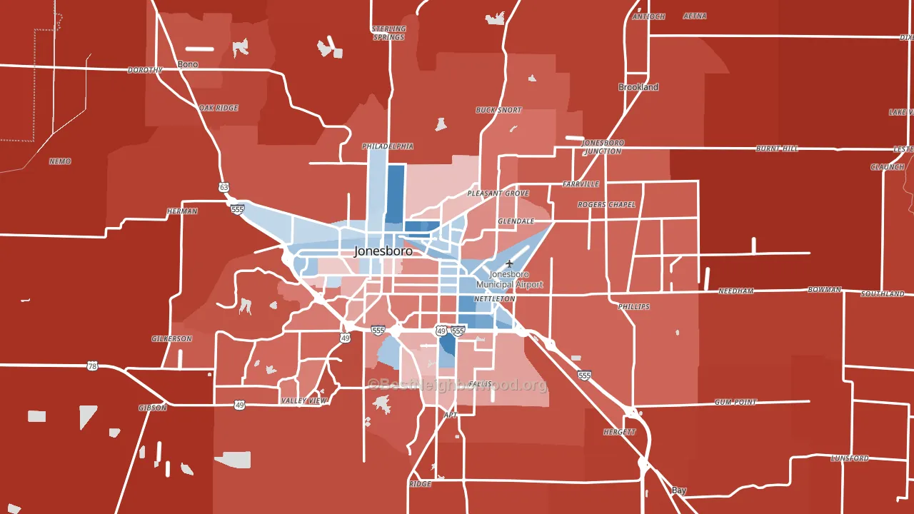 Craighead County, AR block-group political-lean map
