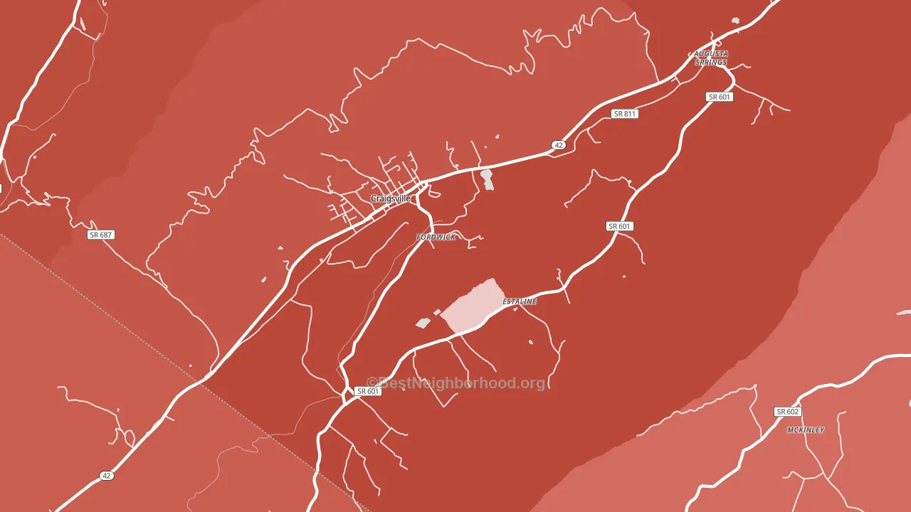 Craigsville, VA block-group political-lean map
