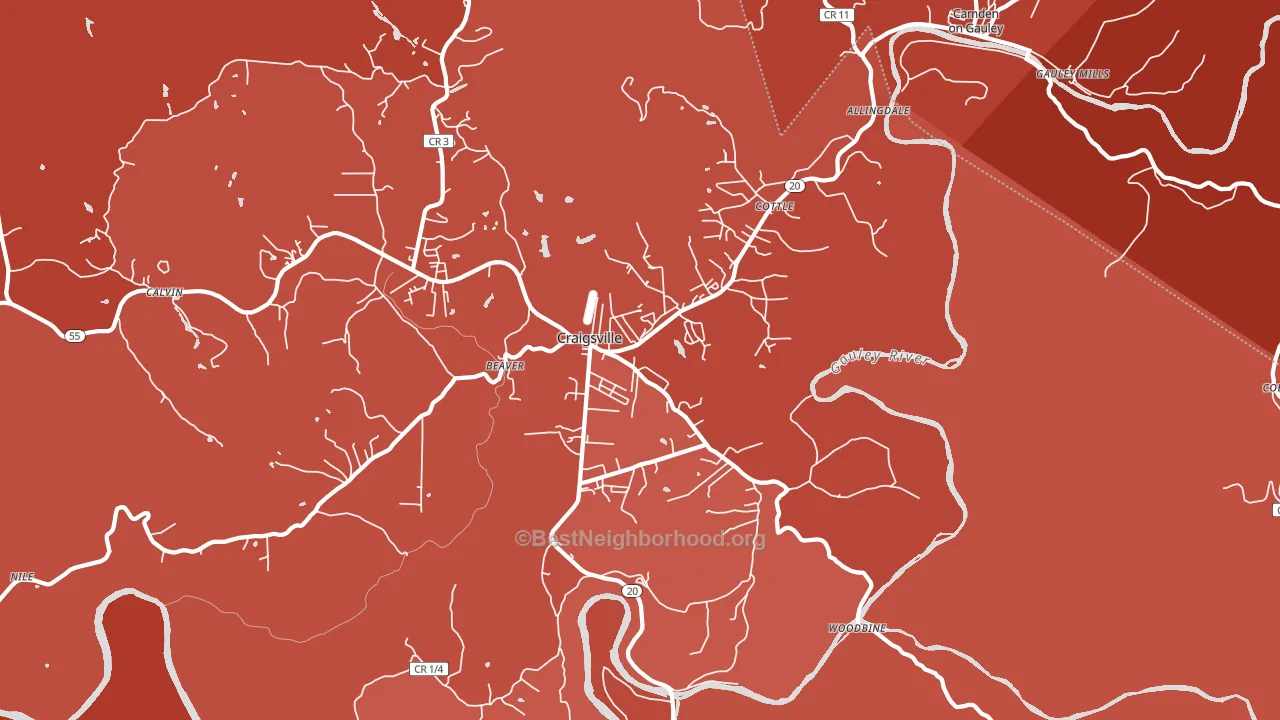 Craigsville, WV block-group political-lean map
