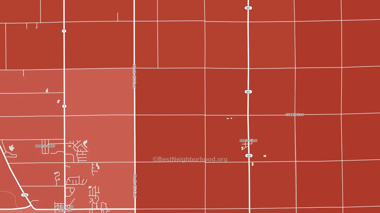 Craigville, IN block-group political-lean map