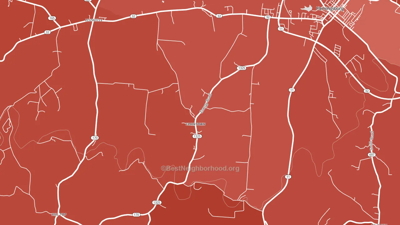 Craintown, KY block-group political-lean map