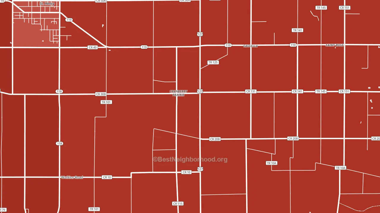 Cranberry Prairie, OH block-group political-lean map