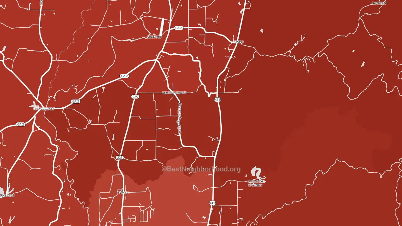 Crandall, GA block-group political-lean map