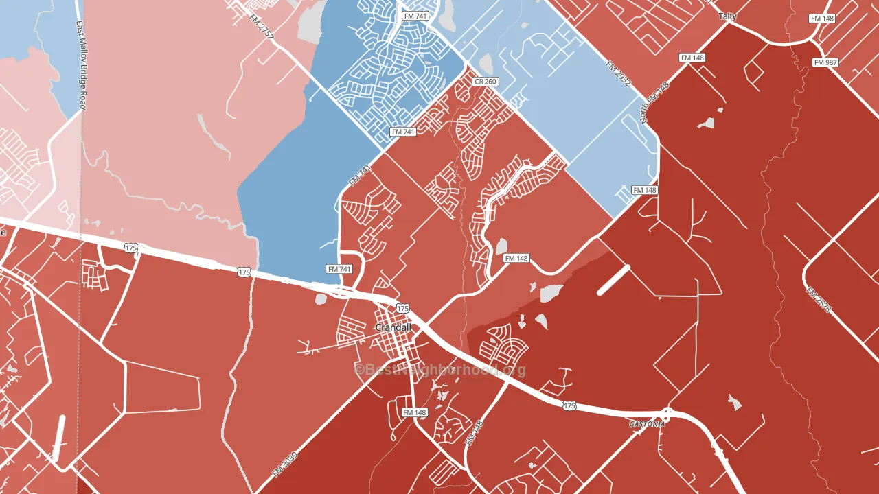 Crandall, TX block-group political-lean map