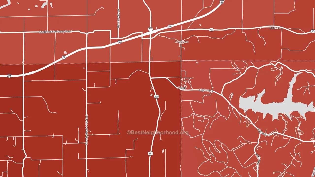 Crane, IN block-group political-lean map