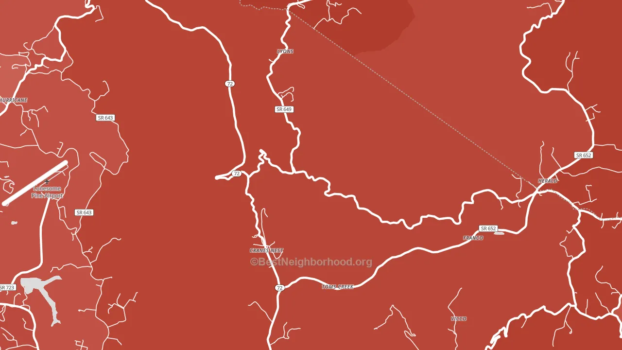 Cranes Nest, VA block-group political-lean map
