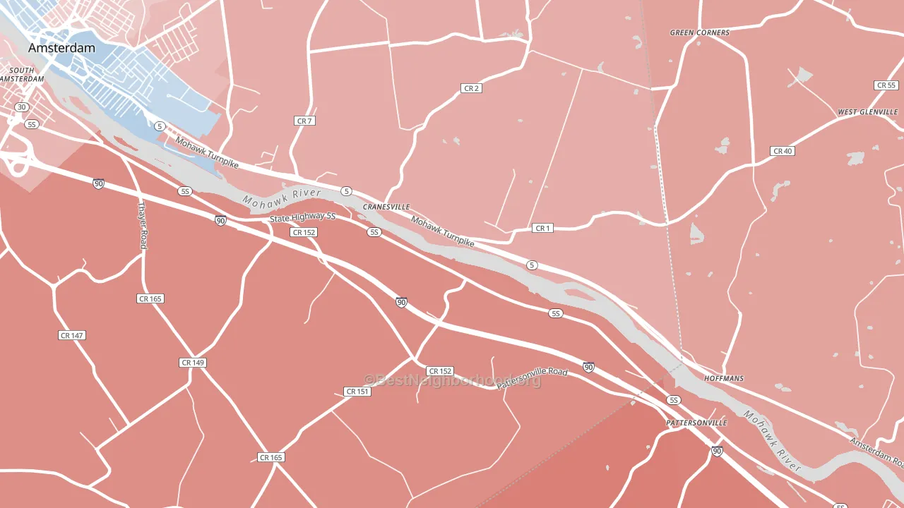Cranesville, NY block-group political-lean map