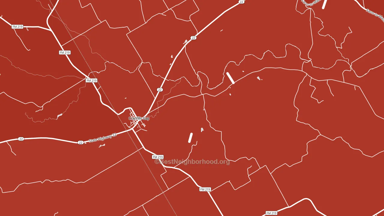 Cranfills Gap, TX block-group political-lean map