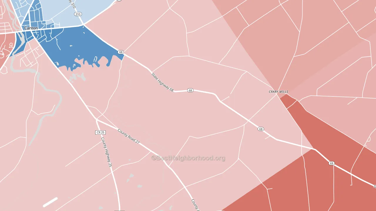 Crary Mills, NY block-group political-lean map