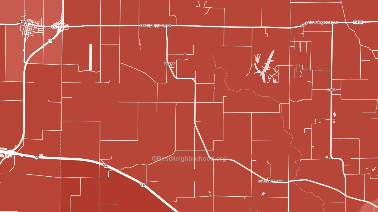Cravat, IL block-group political-lean map