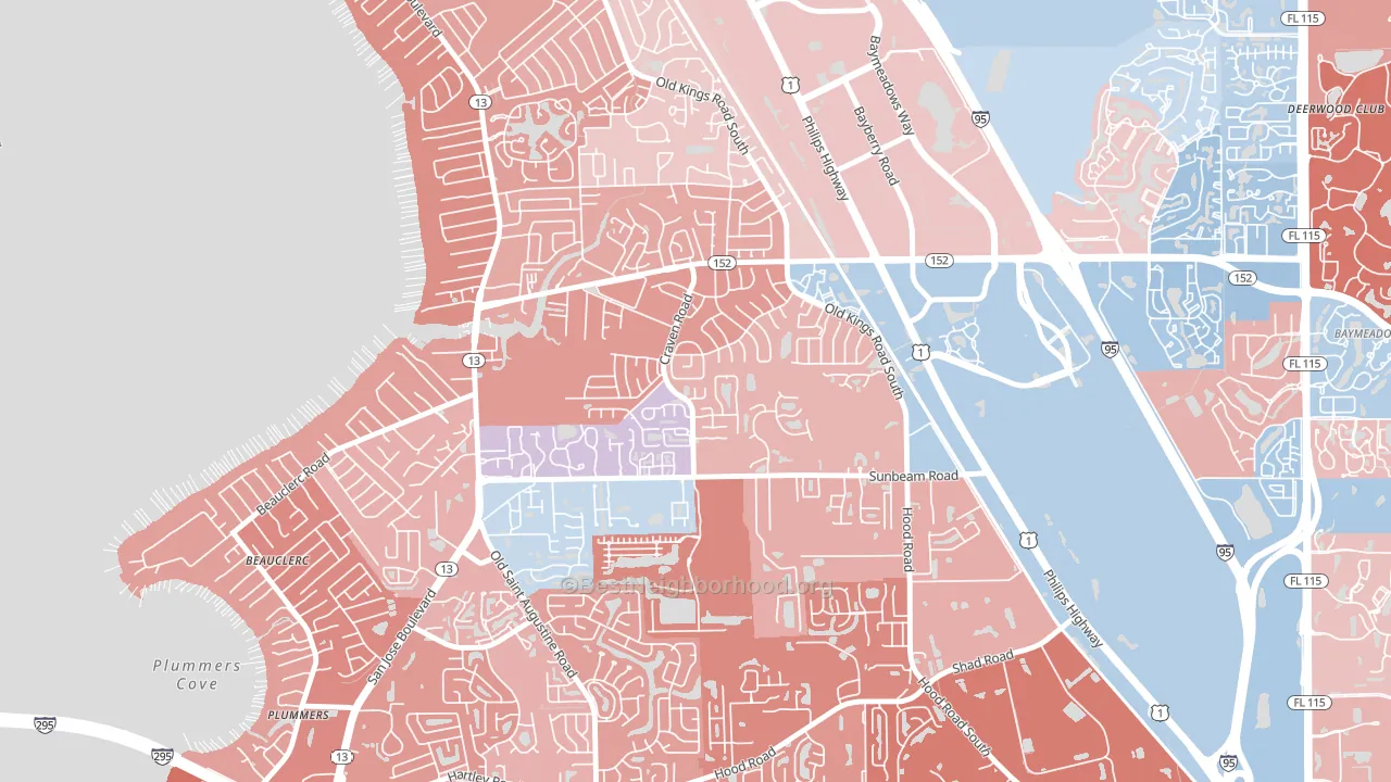 Craven, Jacksonville, FL block-group political-lean map