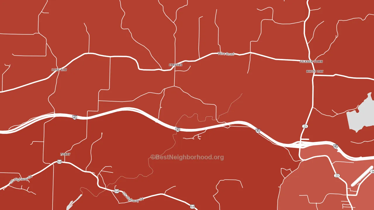 Cravens, AR block-group political-lean map