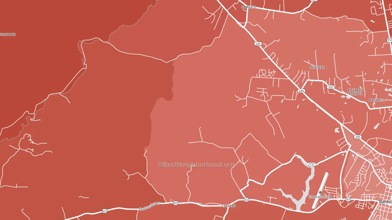 Cravens, KY block-group political-lean map
