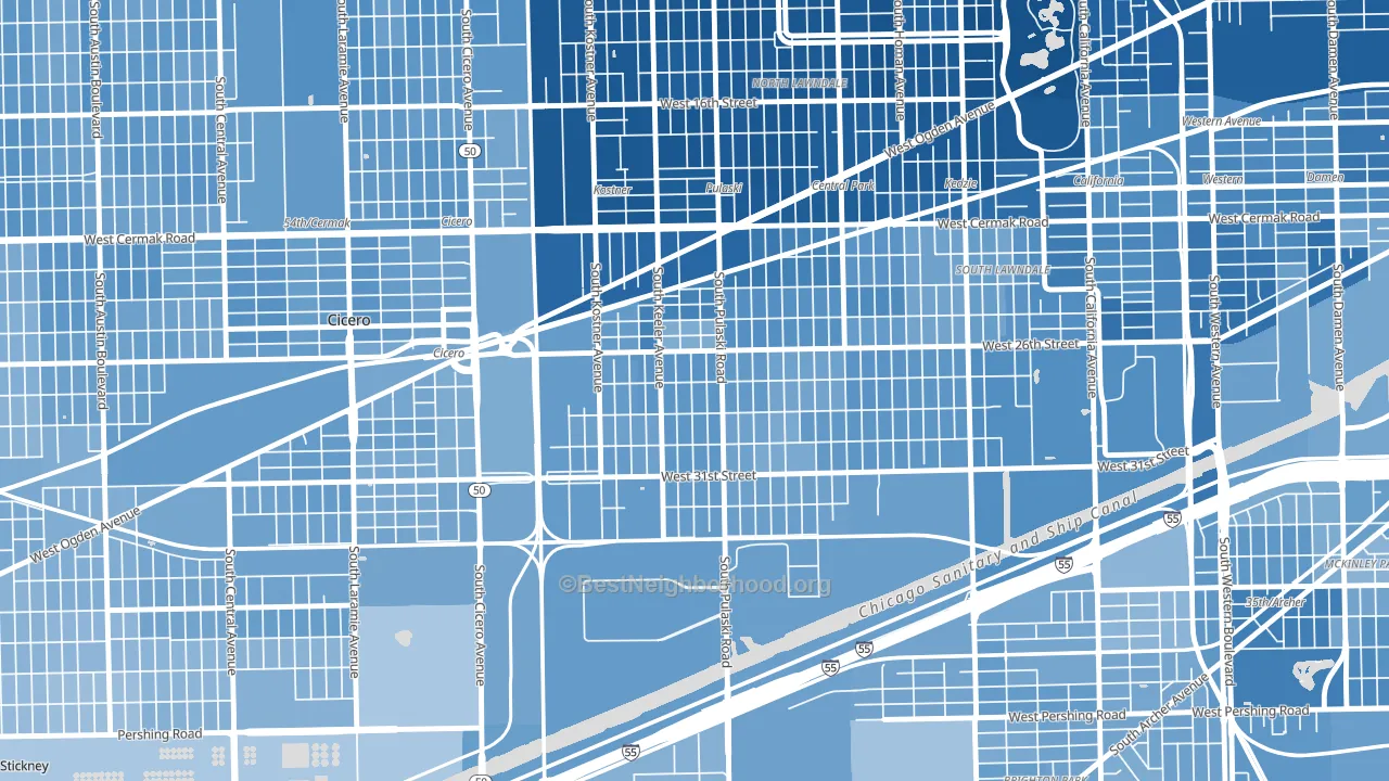 Crawford, Chicago, IL block-group political-lean map