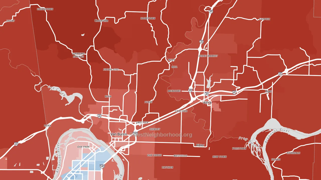 Crawford County, AR block-group political-lean map