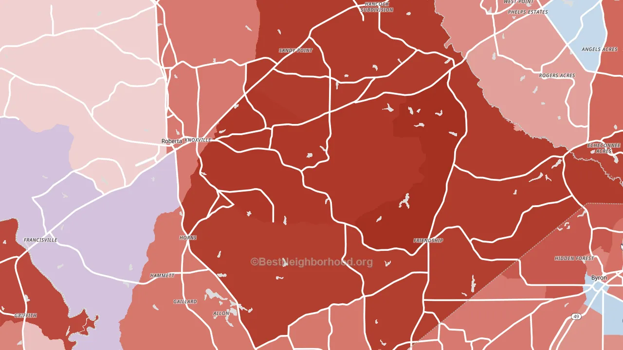 Crawford County, GA block-group political-lean map