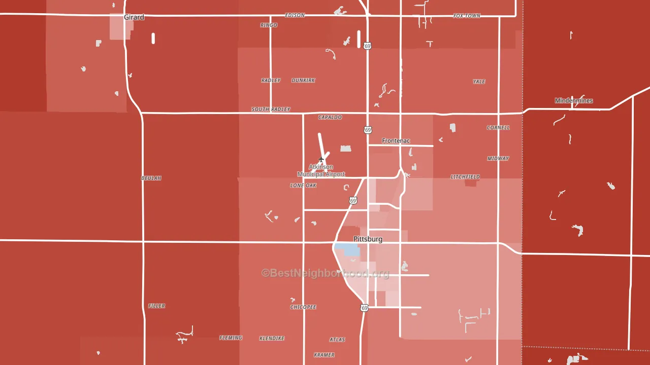 Crawford County, KS block-group political-lean map