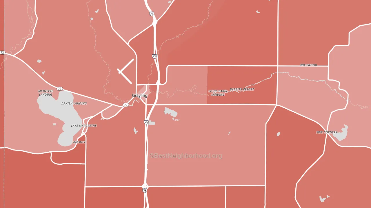 Crawford County, MI block-group political-lean map