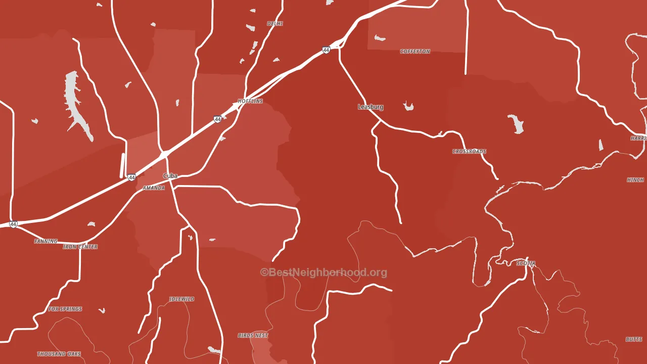 Crawford County, MO block-group political-lean map