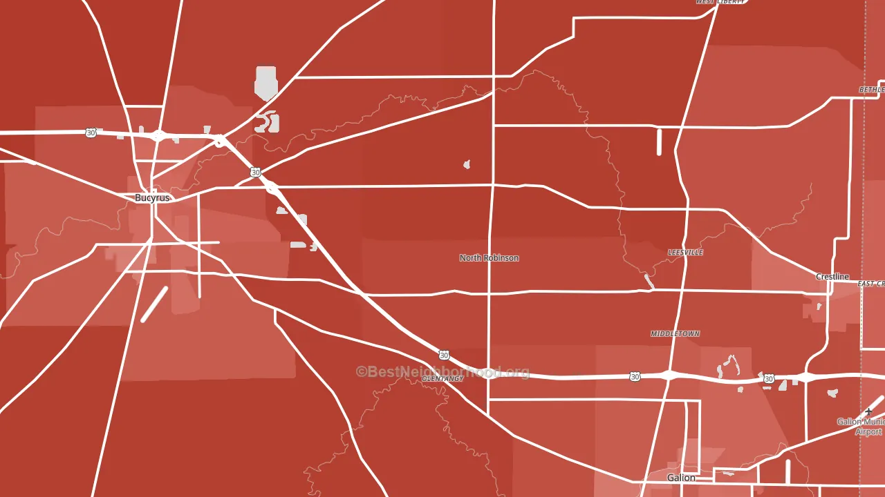 Crawford County, OH block-group political-lean map