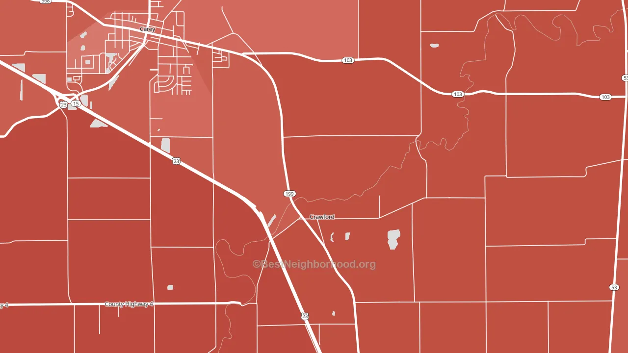 Crawford, OH block-group political-lean map