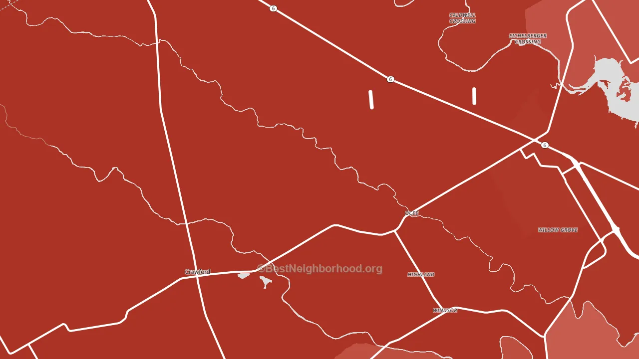 Crawford, TX block-group political-lean map