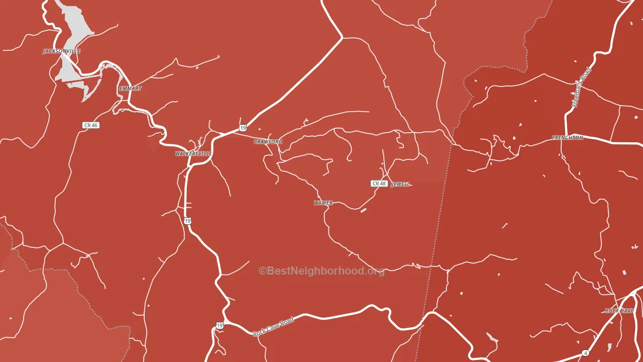 Crawford, WV block-group political-lean map