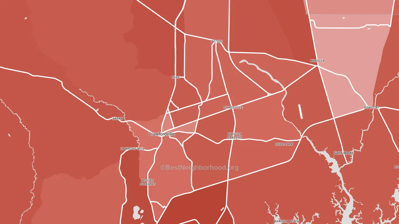 Crawfordville, FL block-group political-lean map