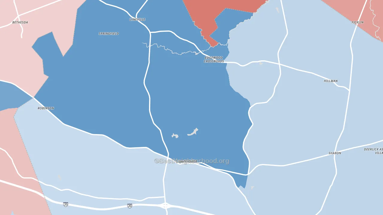 Crawfordville, GA block-group political-lean map