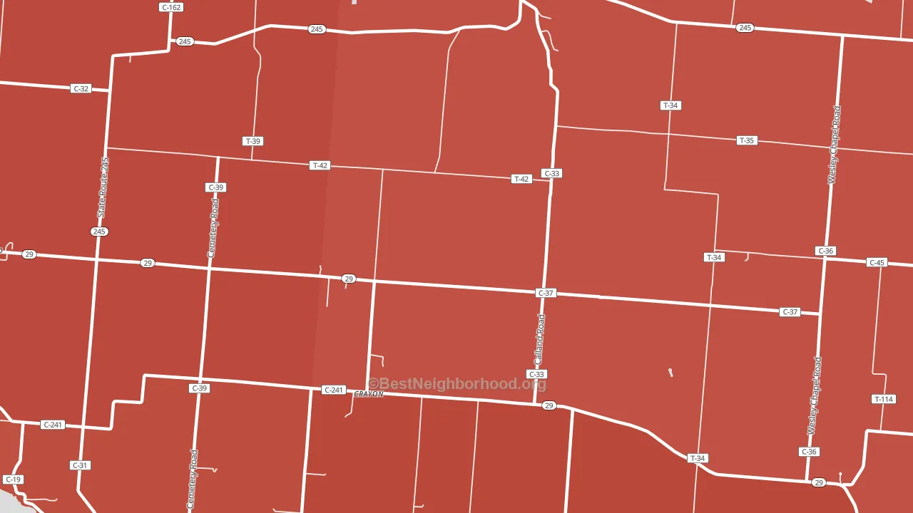 Crayon, OH block-group political-lean map