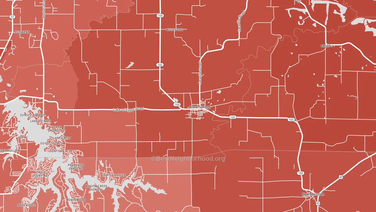 Creal Springs, IL block-group political-lean map