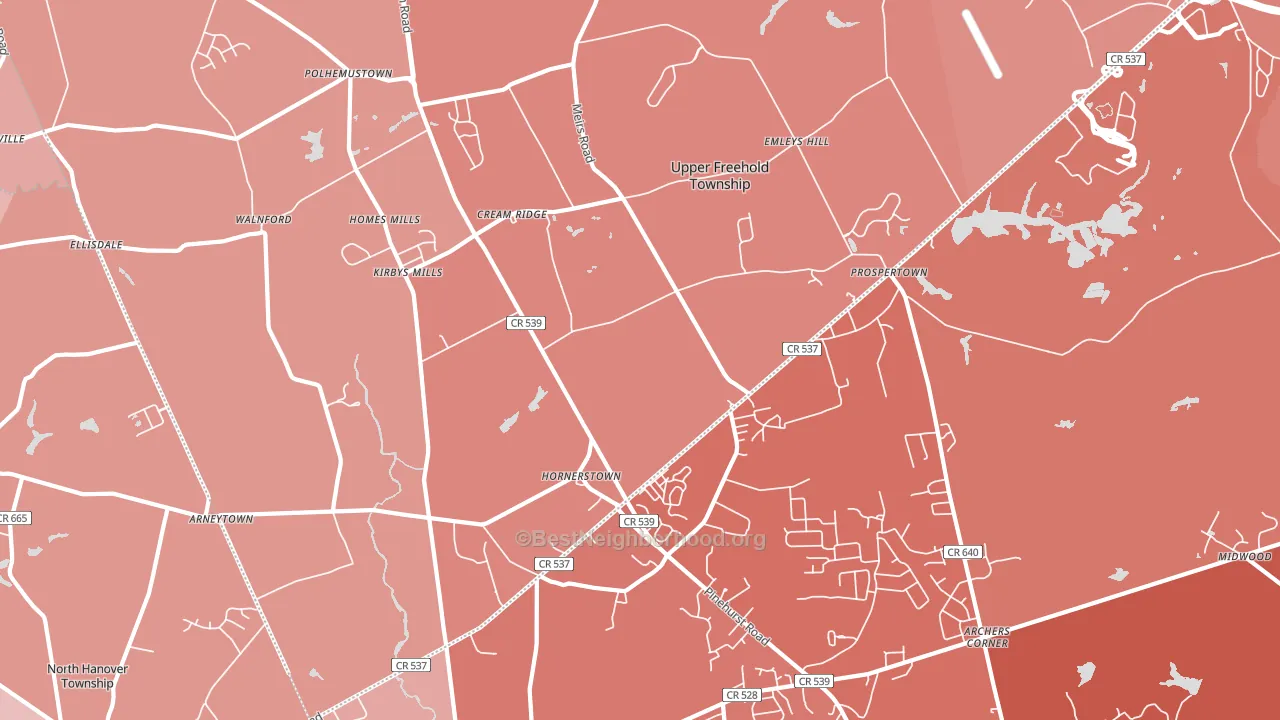 Cream Ridge, NJ block-group political-lean map