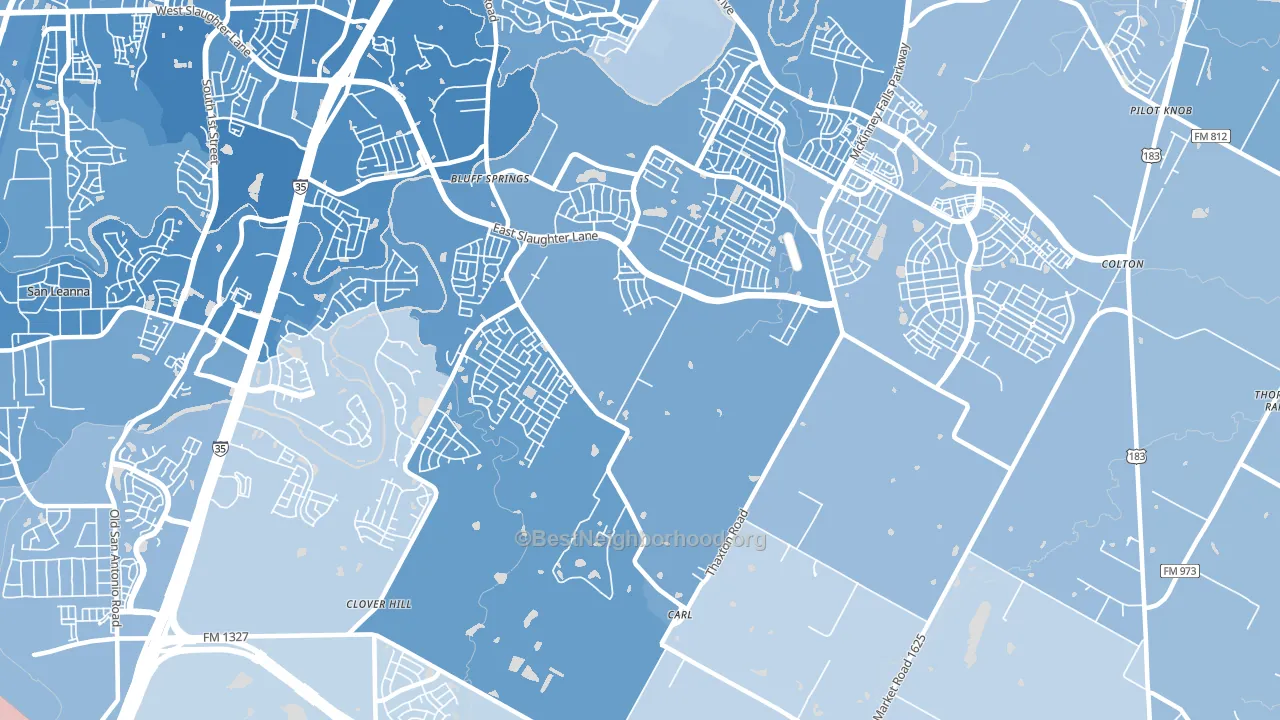 Creedmoor, TX block-group political-lean map