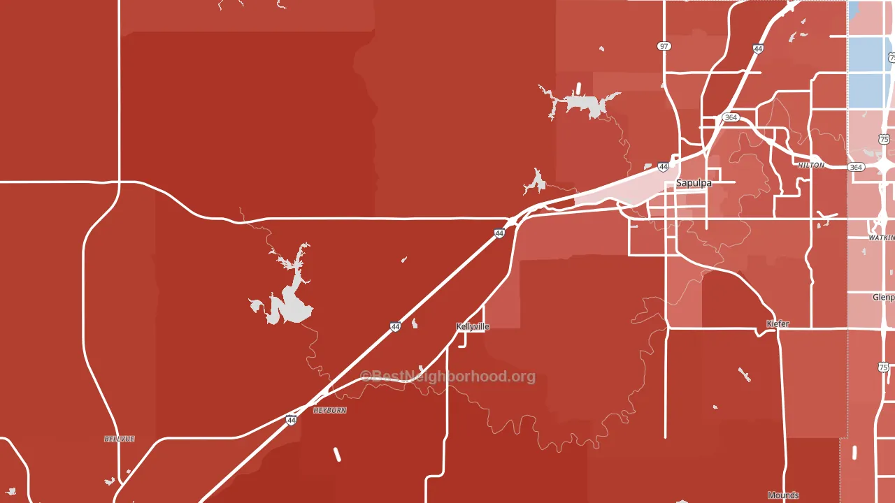 Creek County, OK block-group political-lean map