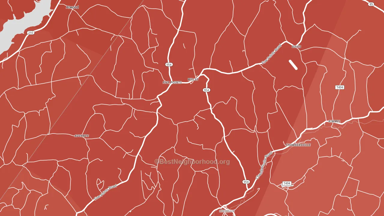 Creekside, PA block-group political-lean map