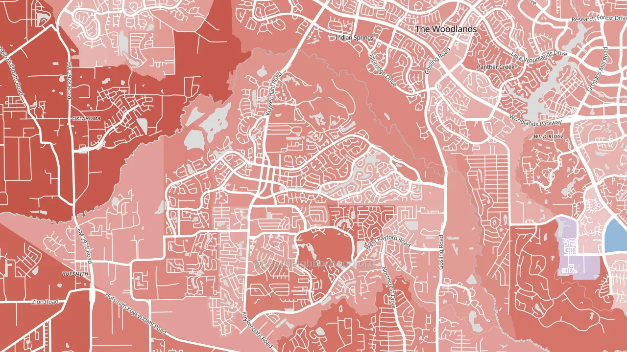 Creekside Park, The Woodlands, TX block-group political-lean map