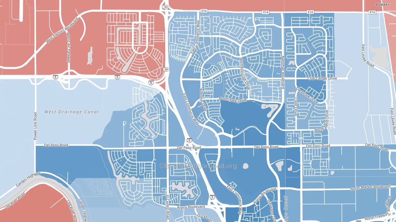 Creekside, Sacramento, CA block-group political-lean map